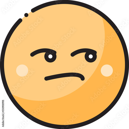 Unamused Unpleasant Smiley Emoticon Face filled color line icon