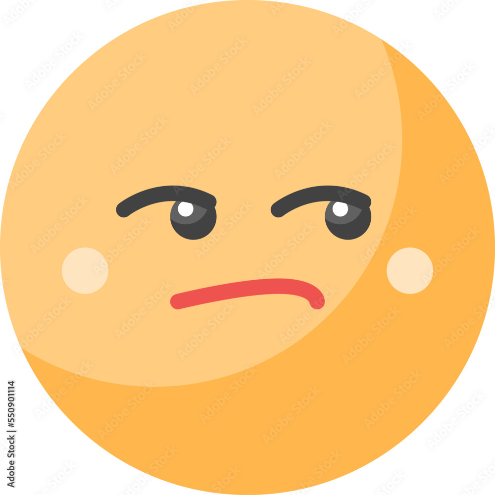 Obraz premium Unamused Unpleasant Smiley Emoticon Face flat icon