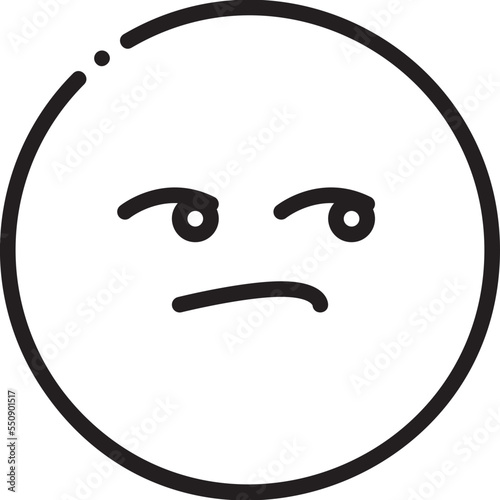 Unamused Unpleasant Smiley Emoticon Face line icon