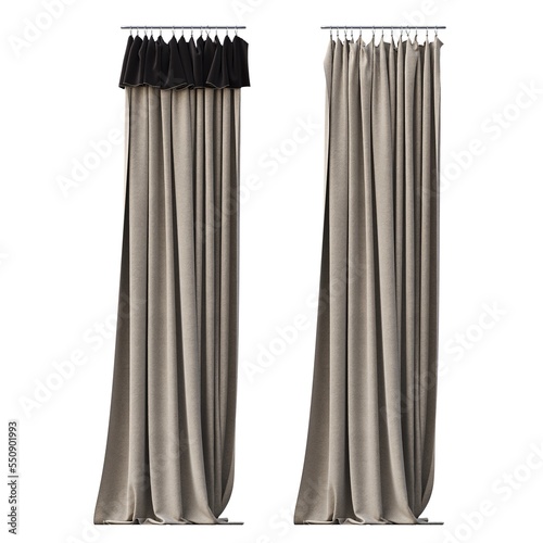 curtain isolated on white background  interior furniture  3D illustration  cg render