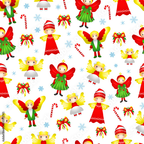 Seamless ornament funny christmas angels