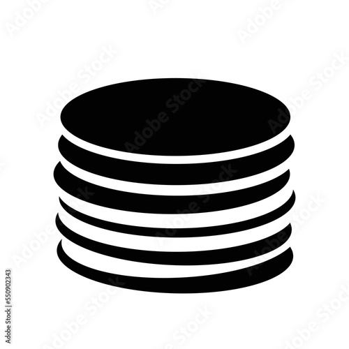 Dorayaki or Wagashi pancake. Japanese dessert. Pile of pancakes. Black and white silhouette vector illustration. Simple minimalist style. photo
