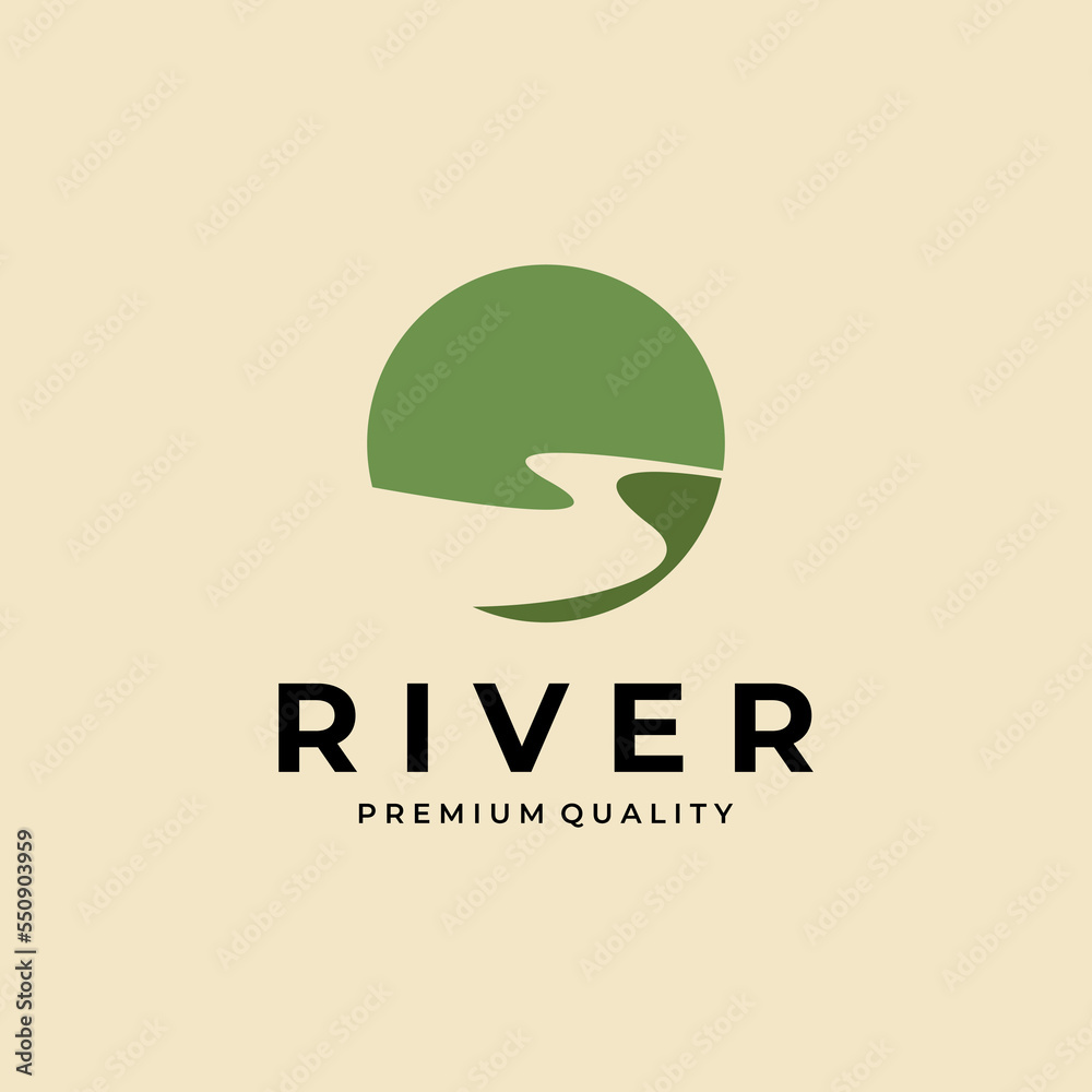 peak river creek logo vector template design