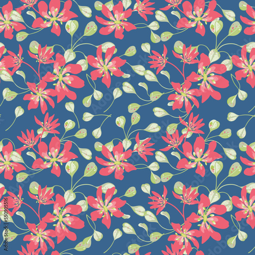 Modern big floral vector seamless pattern. Background isolated. Digital drawn illustration. Can be used as textile fabric or wallpaper, cards, invitations, decorative paper