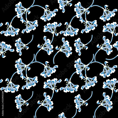 Modern big floral vector seamless pattern. Background isolated. Digital drawn illustration. Can be used as textile fabric or wallpaper, cards, invitations, decorative paper