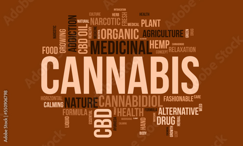 Cannabis word cloud background. Health awareness Vector illustration design concept.
