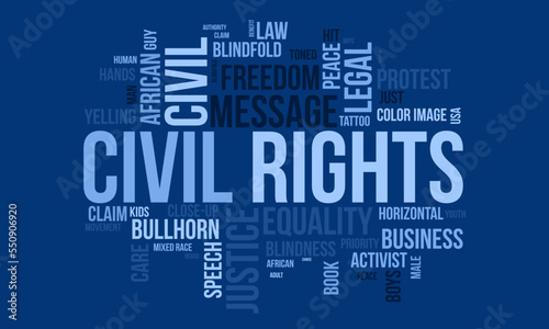 Civil Rights word cloud background. Federal awareness Vector illustration design concept.