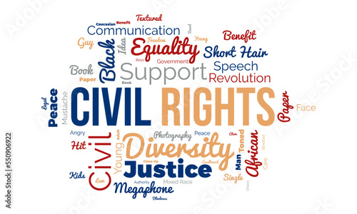 Civil Rights word cloud background. Federal awareness Vector illustration design concept.