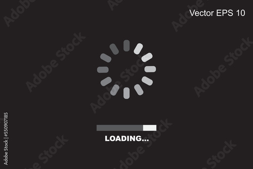 Black loading screen on monitor technology concept design.