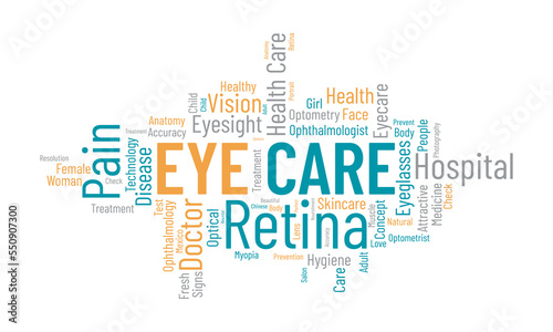Eye Care word cloud background. Health awareness Vector illustration design concept.