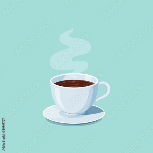 A Cup of hot coffee vector. Hot and Fresh Black Coffee.