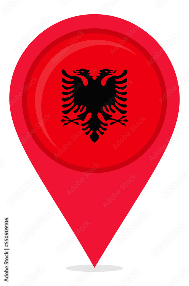 Map pin icon of Albania's national flags Map pin icon of Albania's national flags