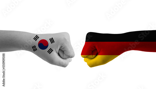 Germany VS south korea hand flag Man hands patterned football world cup