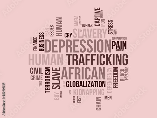 Human Trafficking word cloud background. Safety awareness Vector illustration design concept.
