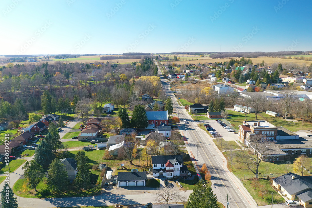 Aerial of New Dundee, Ontario, Canada