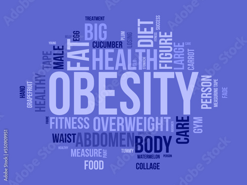 Obesity word cloud background. Health awareness Vector illustration design concept.