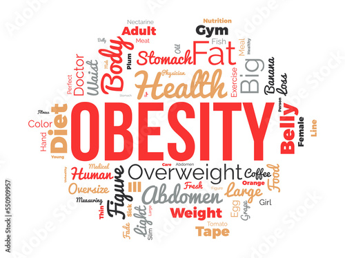 Obesity word cloud background. Health awareness Vector illustration design concept.