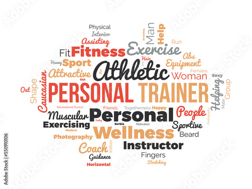 Personal Trainer word cloud background. Sports Health awareness Vector illustration design concept.