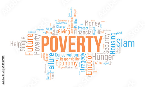 Poverty word cloud background. Educational awareness Vector illustration design concept.