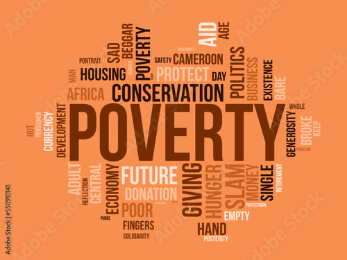 Poverty word cloud background. Educational awareness Vector illustration design concept.