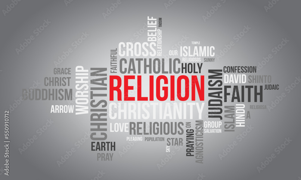 Fototapeta premium Religion word cloud background. Religious awareness Vector illustration design concept.
