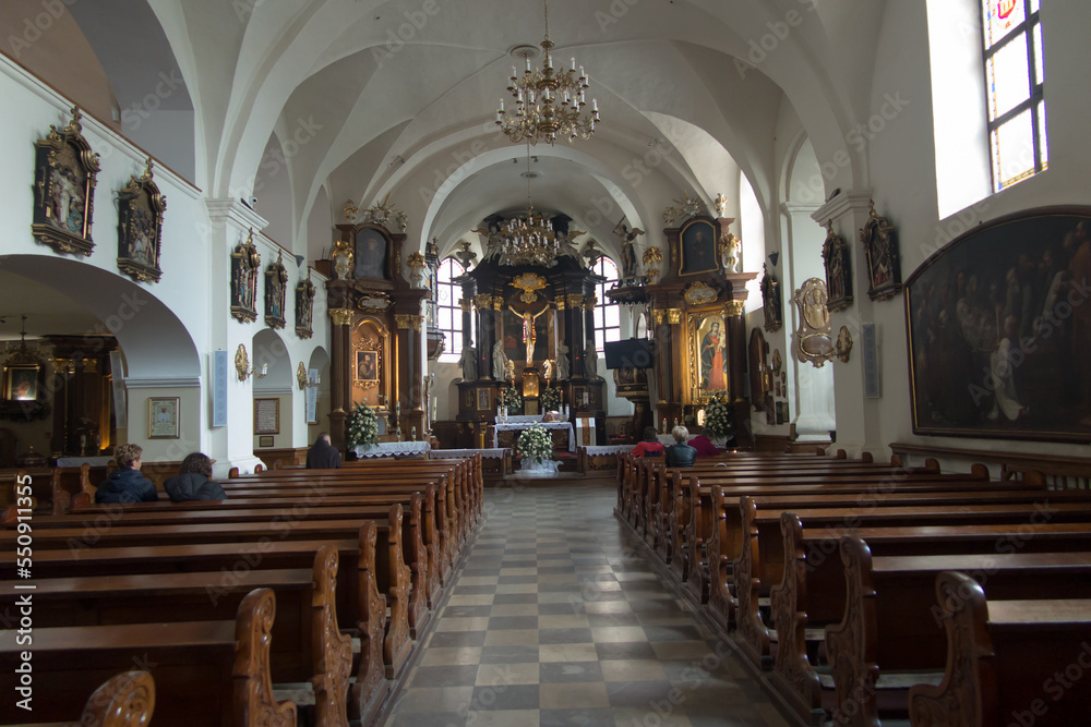 Wejcherowo, Poland, May 14, 2022: Interior of the Sanctuary of Our Lady of Health of the Sick in Soul and Body and Saint. Anna