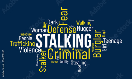 Stalking word cloud background. Safety awareness Vector illustration design concept.