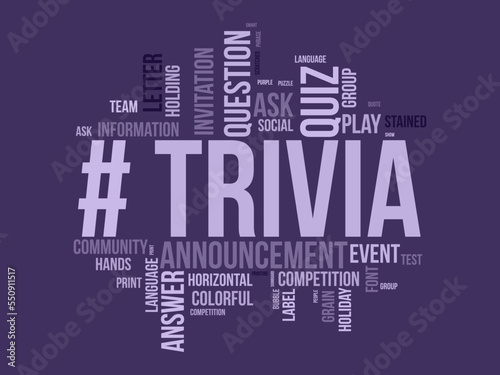Trivia word cloud background. Activities awareness Vector illustration design concept.
