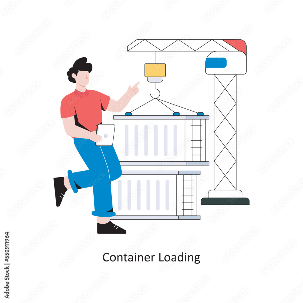 Container Loading flat style design vector illustration. stock illustration