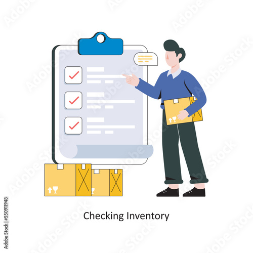 Checking Inventory flat style design vector illustration. stock illustration