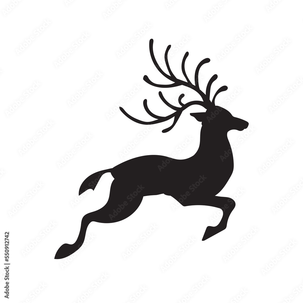 Black silhouette of Dear head with big antlers. Vector illustration. Black silhouette of Dear head with big antlers. Vector illustration.