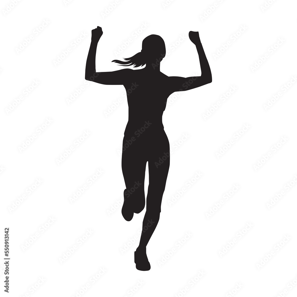 Female aerobic dance isolated vector silhouette.