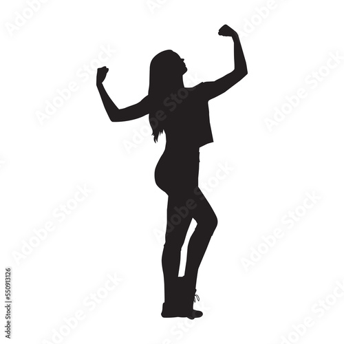 Female aerobic dance isolated vector silhouette.