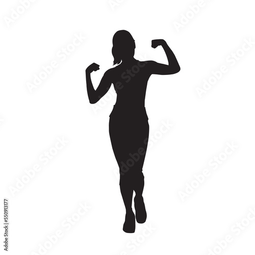 Female aerobic dance isolated vector silhouette.