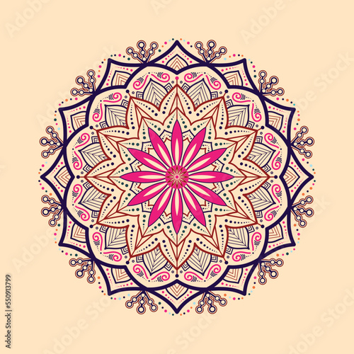 Circular illustration Vector hand drawn doodle mandala. Decorative ornament in ethnic oriental style. Coloring book page.