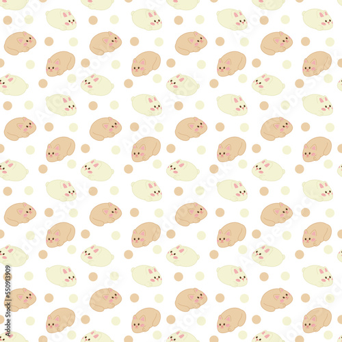 Manju pattern11. Cute Japanese pattiers in the form of a cat and a rabbit. Doodle color cartoon vector illustration.