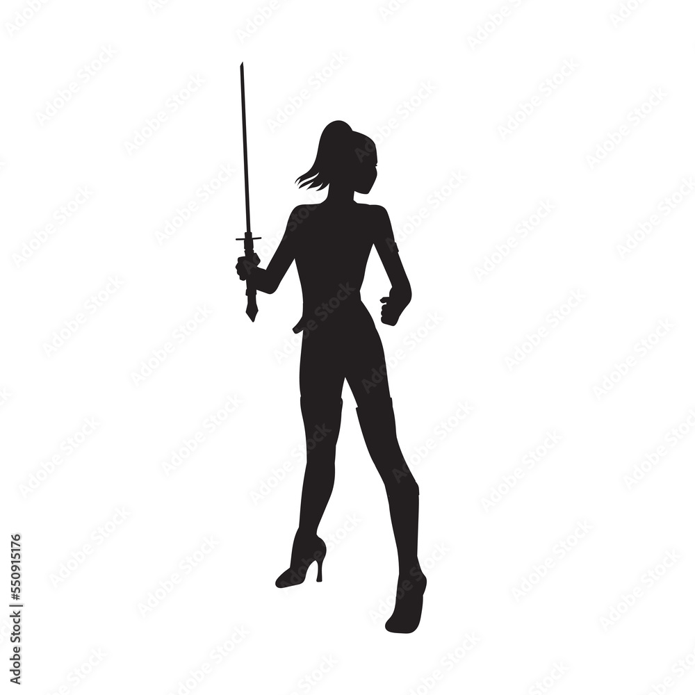 illustration of female assassin. isolated woman in black agent vector silhouette. illustration of female assassin. isolated woman in black agent vector silhouette.