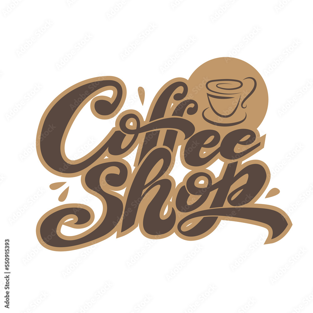 Coffee lettering with a quote for logo market design.