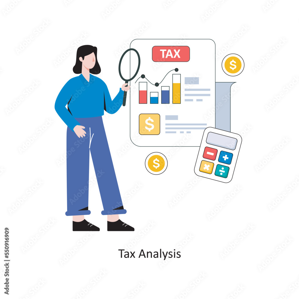 Tax Analysis  flat style design vector illustration. stock illustration
