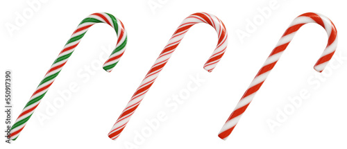 Isolated Christmas candy canes. 3D rendering