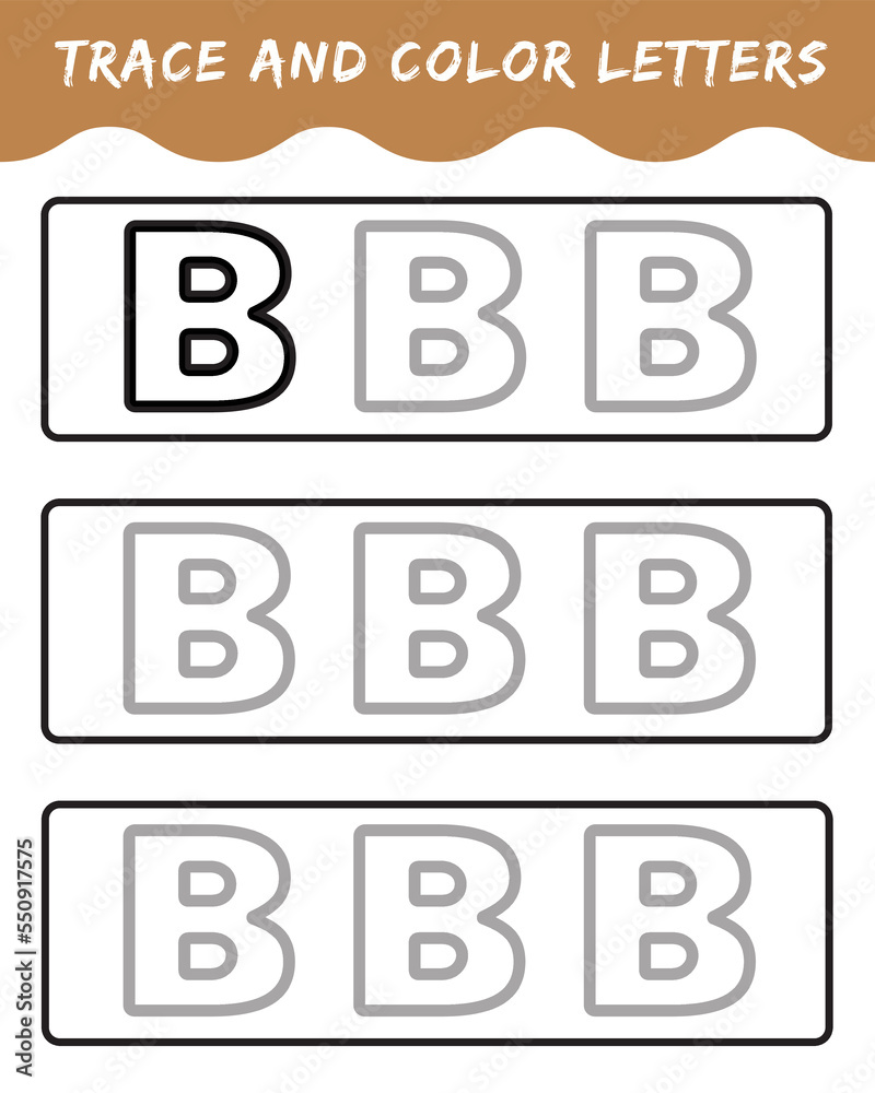 Trace letters for kindergarten and preschool kids. Write and color. Writing letters b. vector illustration. Trace letters for kindergarten and preschool kids. Write and color. Writing letters b. vector illustration.