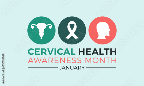 Cervical health awareness month is observed every year in january. January is cervical health awareness month. Vector template for banner, greeting card, poster with background. Vector illustration.