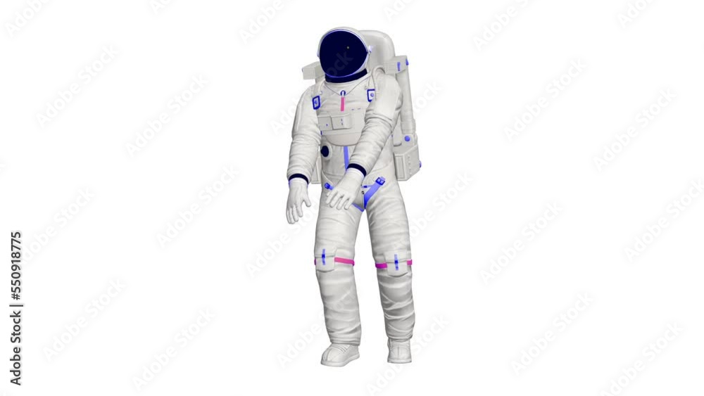 Dancing astronaut. Realistic 3D animation.
