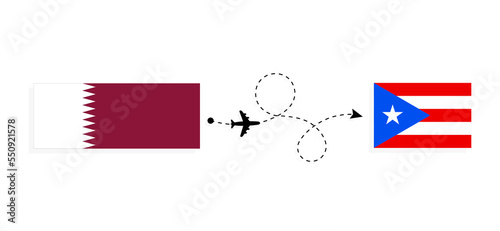 Flight and travel from Qatar to Puerto Rico by passenger airplane Travel concept