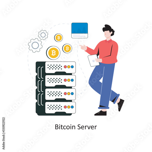 Bitcoin Server flat style design vector illustration. stock illustration