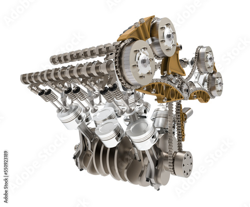 Car engine timing chain. Parts of car engine. Timing chain.