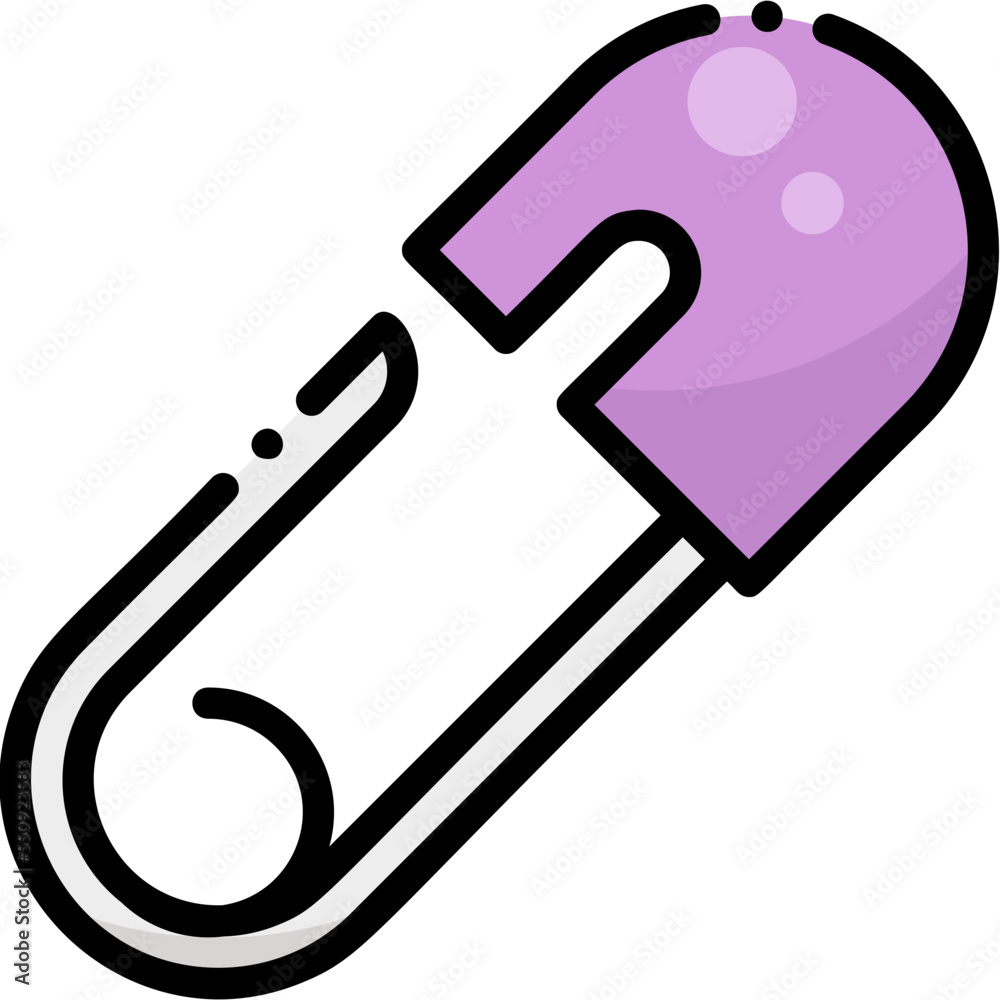 Diaper Pin Baby Kid Child Children Smiley Emoticon Face Filled Color