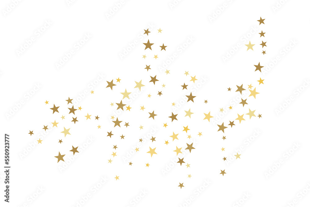 Star confetti. Gold casual confetti background. Bright design pattern.