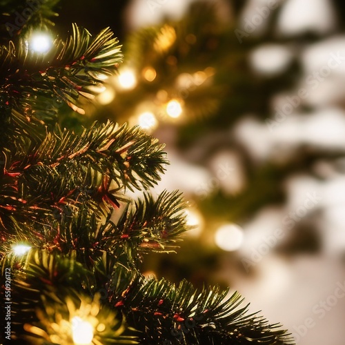  Xmas tree with ornament  decoration and light bokeh with snowfall on winter.png