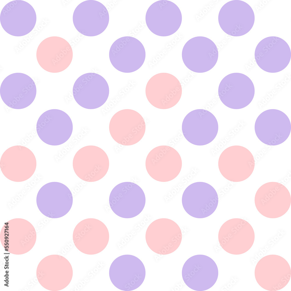 White, purple, and pink pastel polka Dot seamless pattern background. Vector illustration.